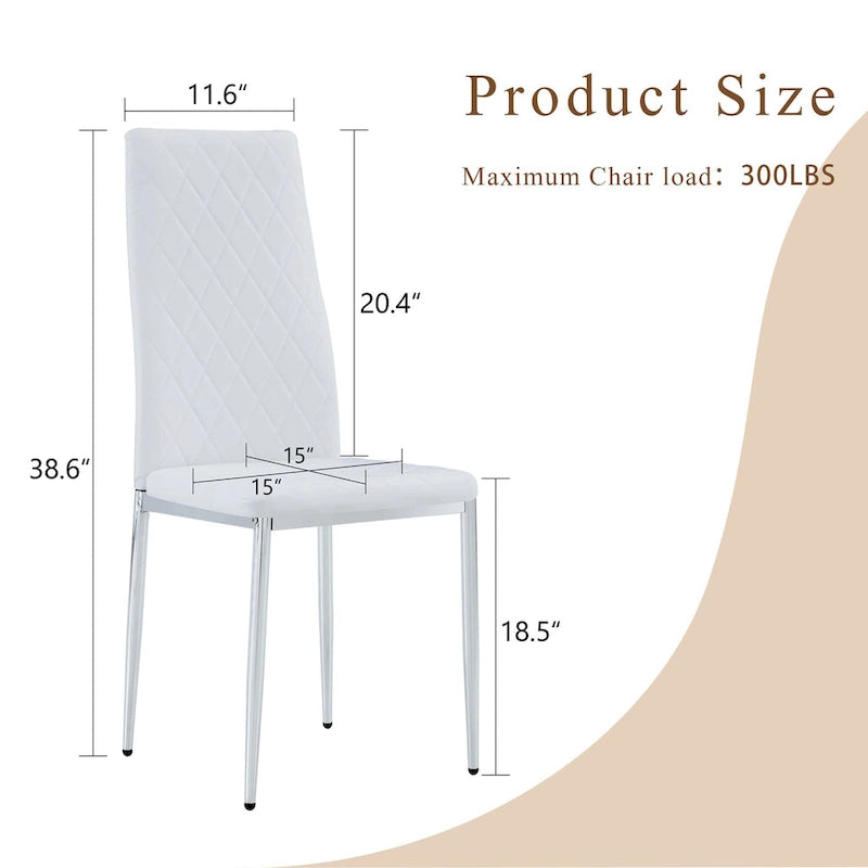 Modern White Dining Chair with Diamond-Detail Backrest