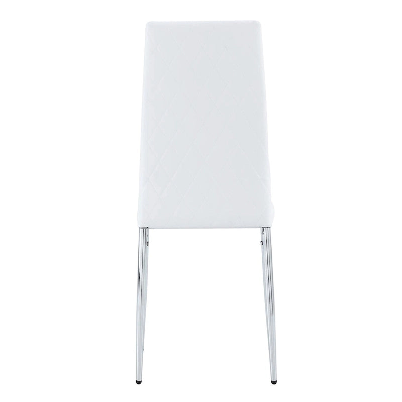 Modern White Dining Chair with Diamond-Detail Backrest