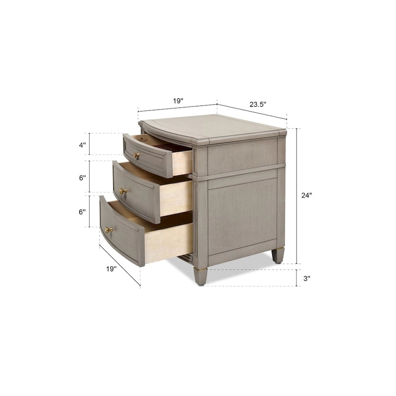 23.5-Inch 3-Drawer Storage End Table