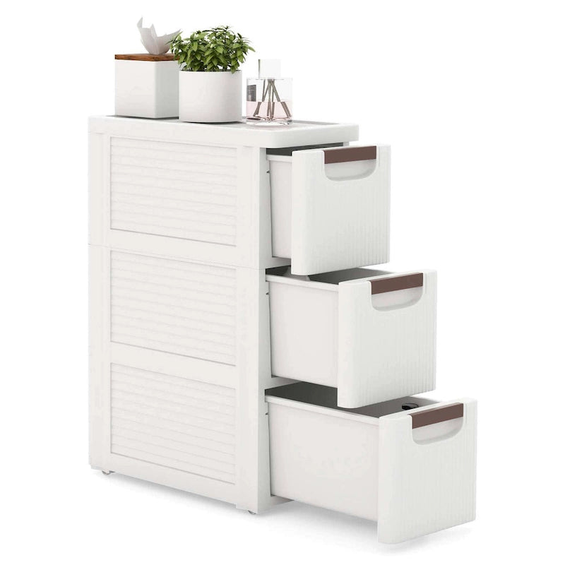 Costway 1 PCS 3-Drawer Narrow Rolling Storage Cabinet with Pull - See Details