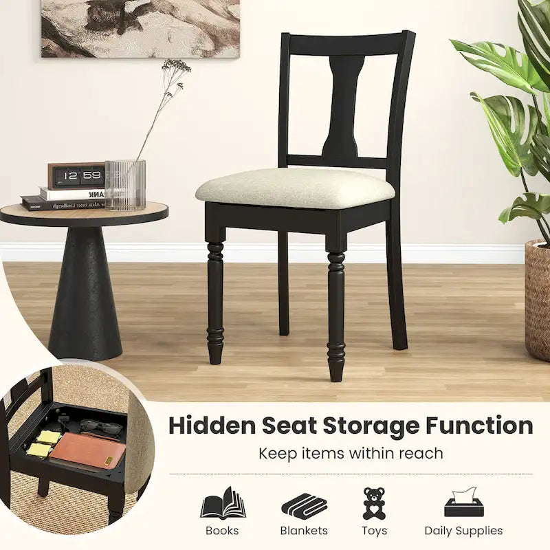 Upholstered Wooden Dining Chair with Under-Seat Storage