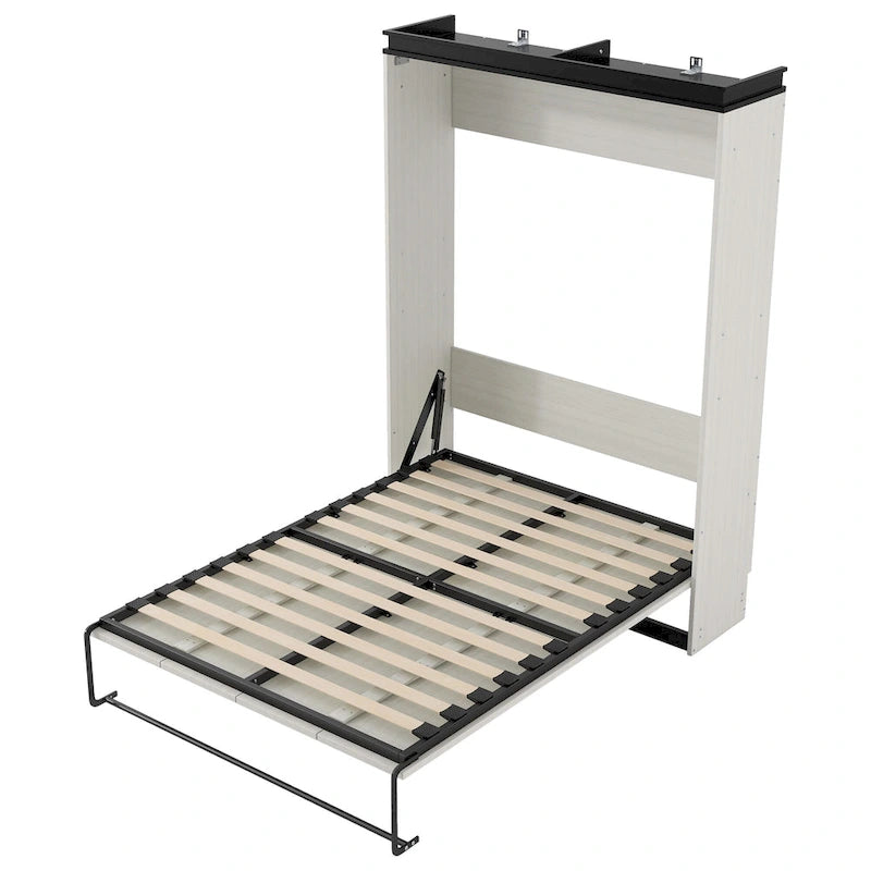 Black White Full Size Upholstered Bed with Headboard and Slide
