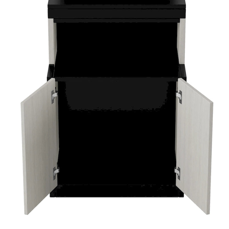 Black White Full Size Upholstered Bed with Headboard and Slide