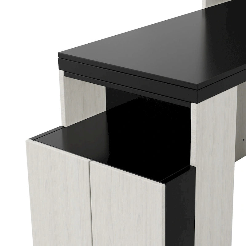 Black White Full Size Upholstered Bed with Headboard and Slide