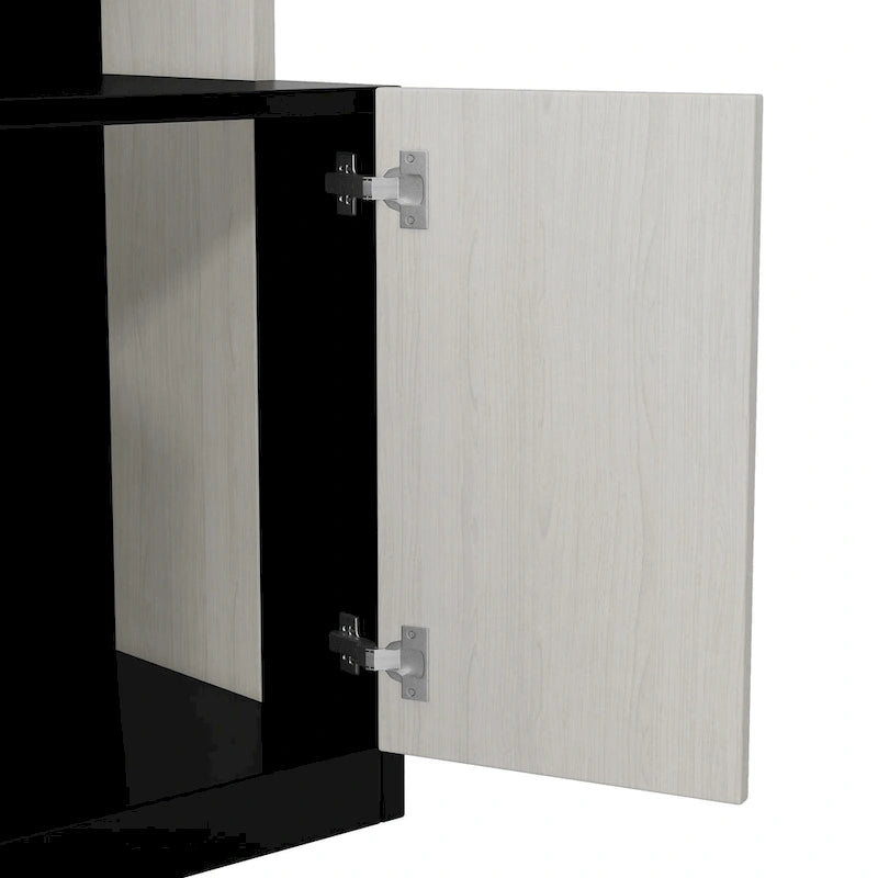 Black White Full Size Upholstered Bed with Headboard and Slide