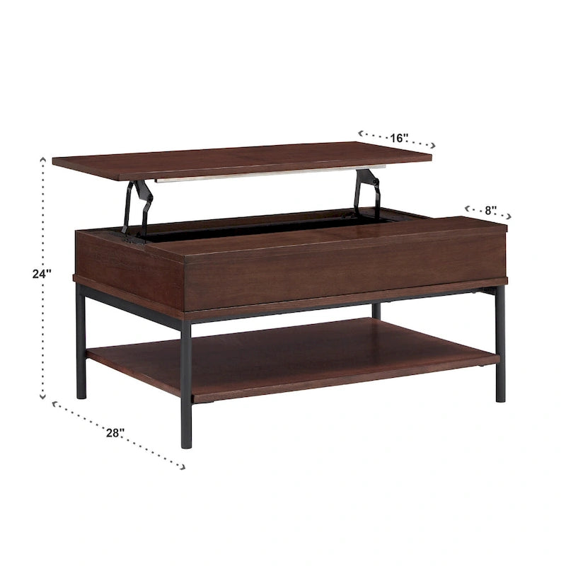 Zweifarbiger Couchtisch mit Lift-Top und offenem Regal