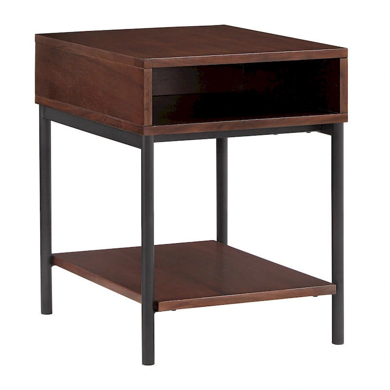Mesa de centro bicolor elevatória com prateleira aberta
