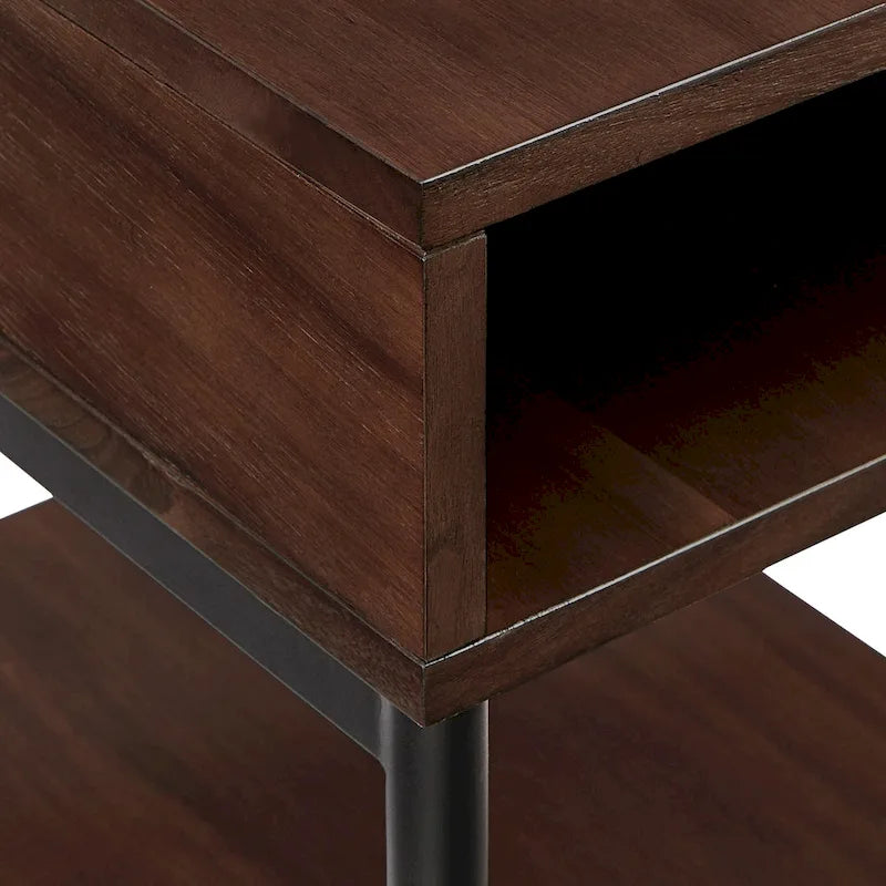 Mesa de centro bicolor elevatória com prateleira aberta