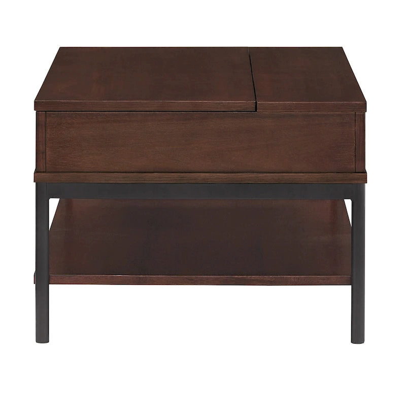 Mesa de centro bicolor elevatória com prateleira aberta