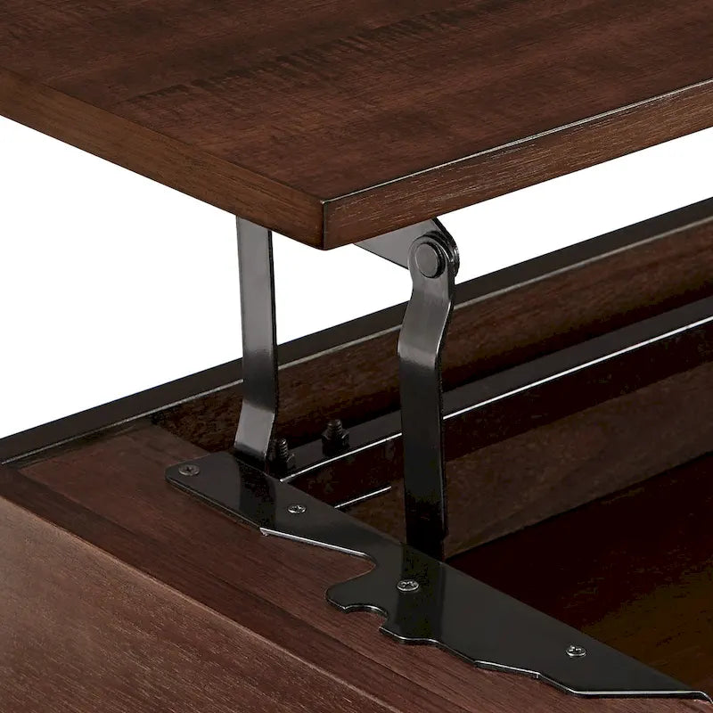Mesa de centro bicolor elevatória com prateleira aberta