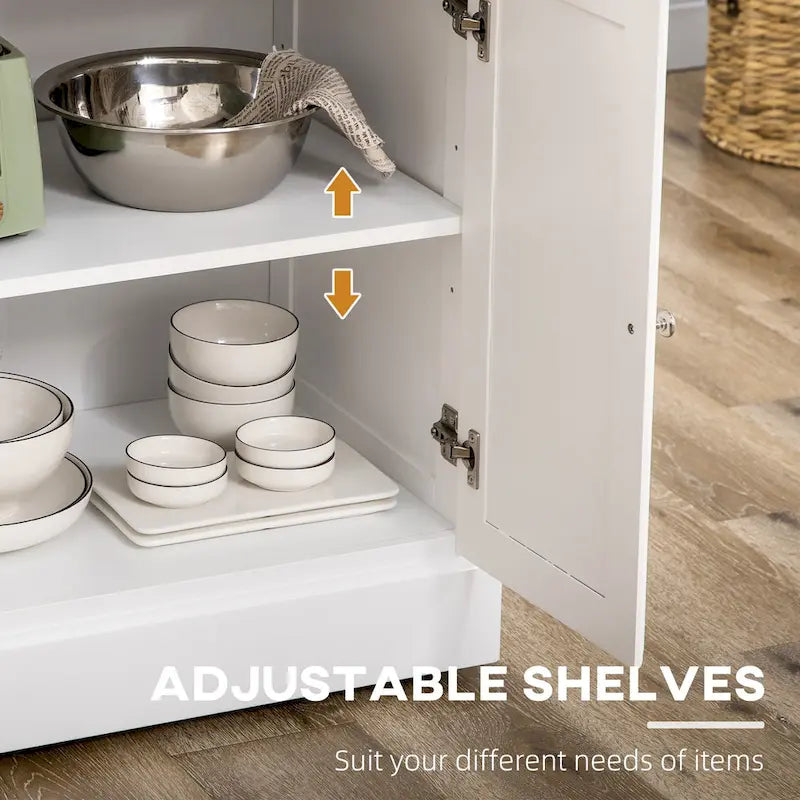 Rolling Kitchen Island Cart with Rubberwood Top, Drawers and Cabinets