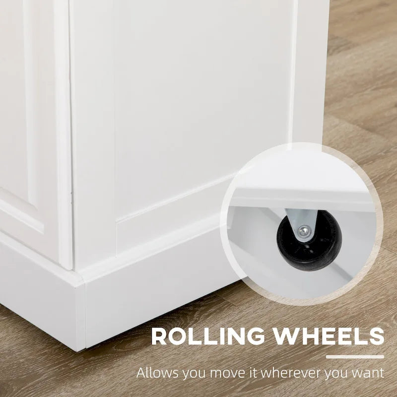 Rolling Kitchen Island Cart with Rubberwood Top, Drawers and Cabinets