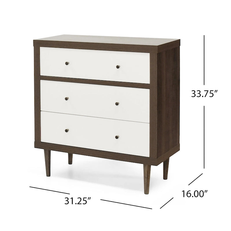 Commode à 3 tiroirs moderne de style moderne du milieu du siècle