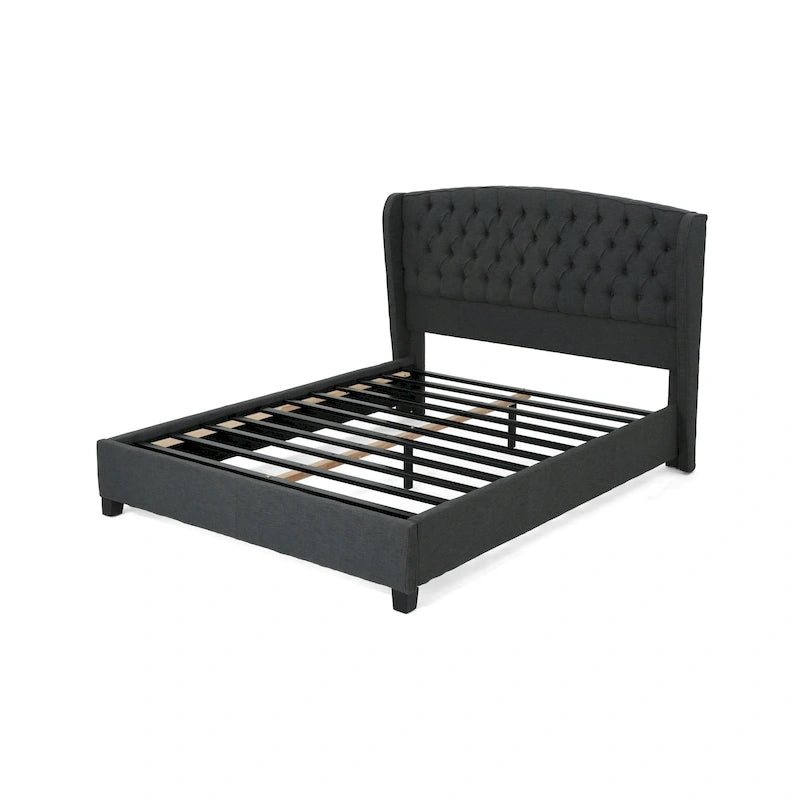 Letto king size a piattaforma imbottito e dal profilo basso