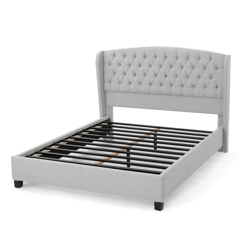 Letto king size a piattaforma imbottito e dal profilo basso