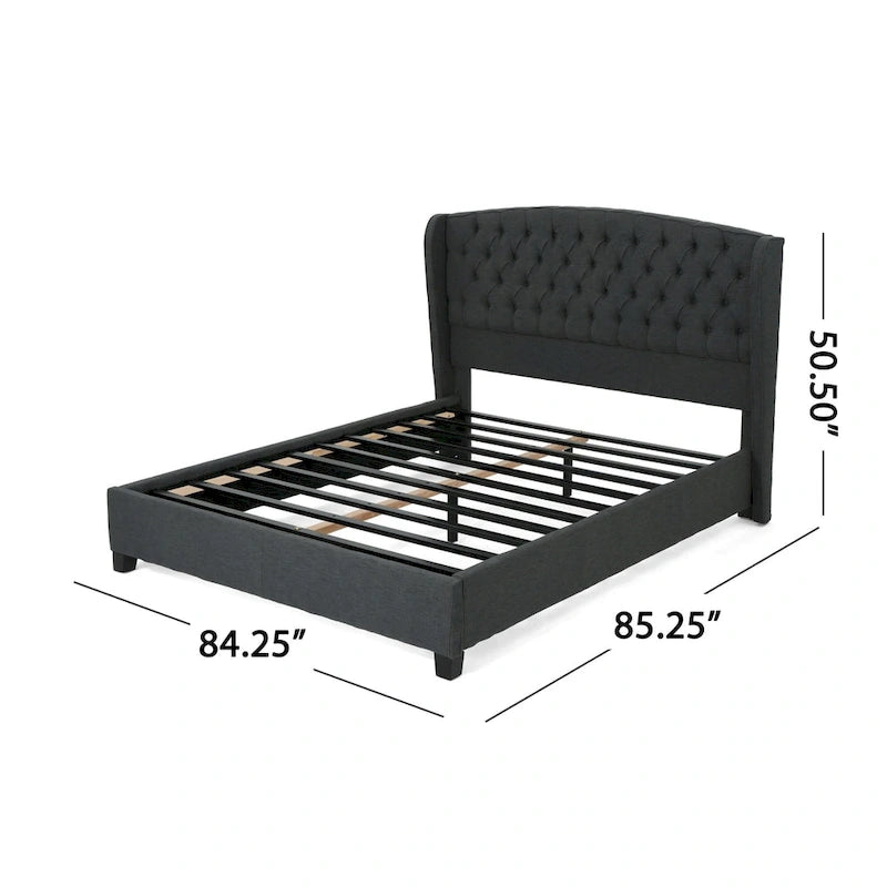 Letto king size a piattaforma imbottito e dal profilo basso