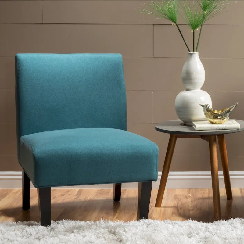 Moderne stoffen fauteuil zonder armleuningen