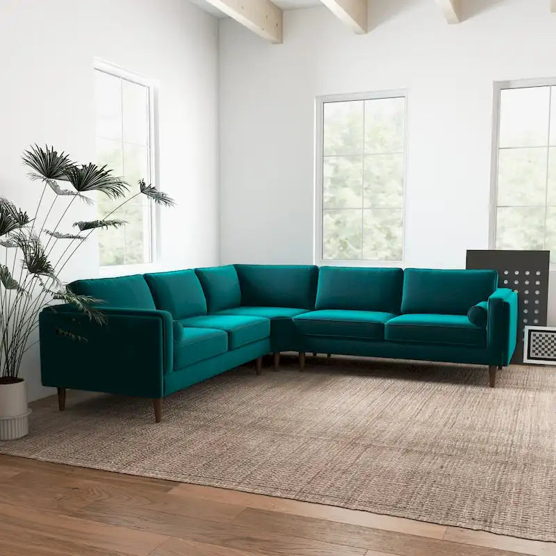 Symmetrisches Ecksofa im Mid-Century-Modern-Stil mit Kissenlehne