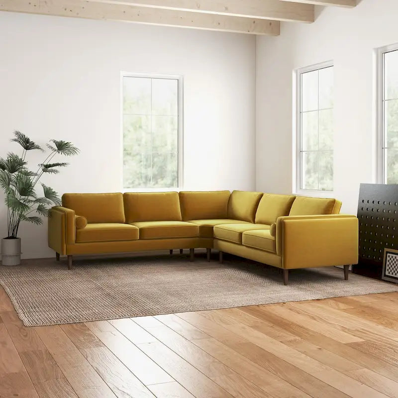 Symmetrisches Ecksofa im Mid-Century-Modern-Stil mit Kissenlehne