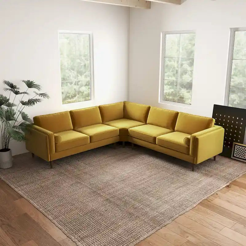 Symmetrisches Ecksofa im Mid-Century-Modern-Stil mit Kissenlehne