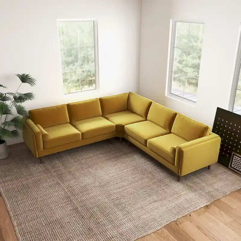 Symmetrisches Ecksofa im Mid-Century-Modern-Stil mit Kissenlehne