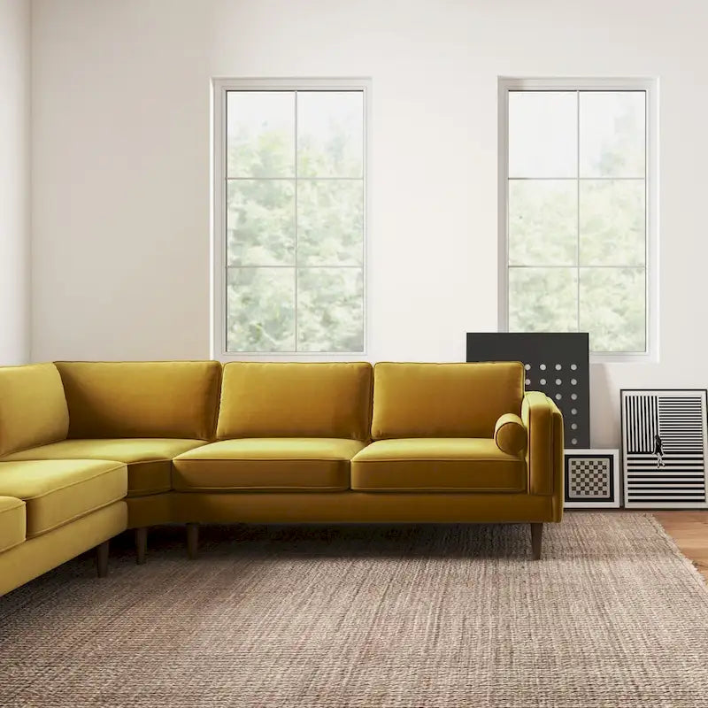 Symmetrisches Ecksofa im Mid-Century-Modern-Stil mit Kissenlehne