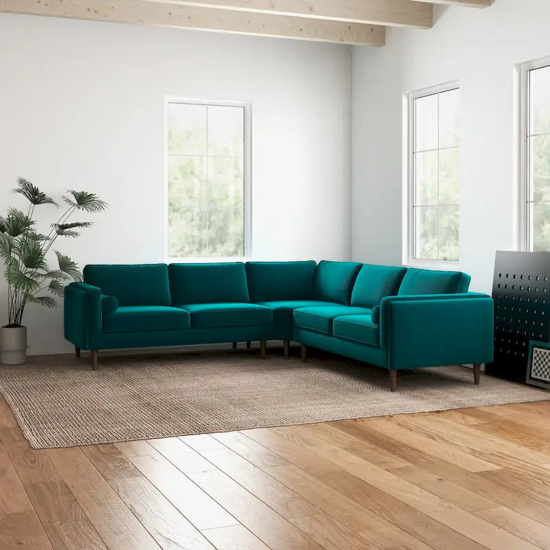 Symmetrisches Ecksofa im Mid-Century-Modern-Stil mit Kissenlehne