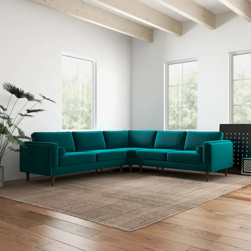 Symmetrisches Ecksofa im Mid-Century-Modern-Stil mit Kissenlehne