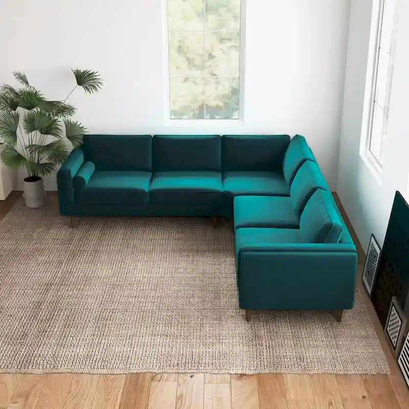 Symmetrisches Ecksofa im Mid-Century-Modern-Stil mit Kissenlehne