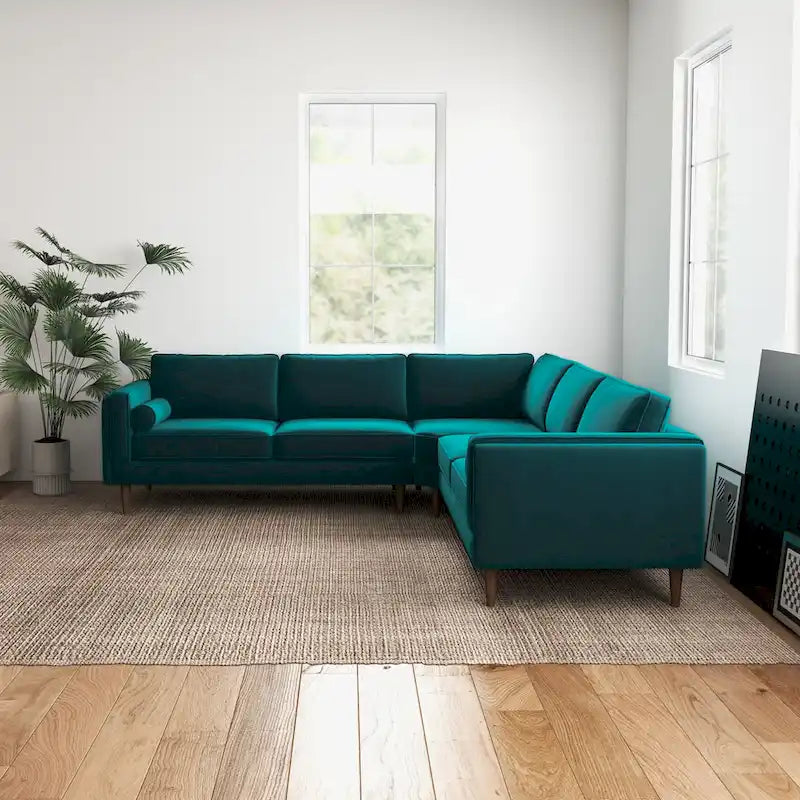 Symmetrisches Ecksofa im Mid-Century-Modern-Stil mit Kissenlehne
