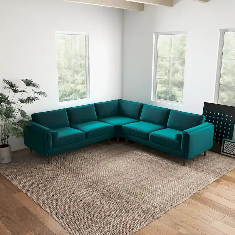 Symmetrisches Ecksofa im Mid-Century-Modern-Stil mit Kissenlehne