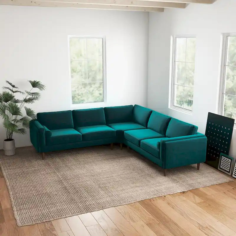 Symmetrisches Ecksofa im Mid-Century-Modern-Stil mit Kissenlehne