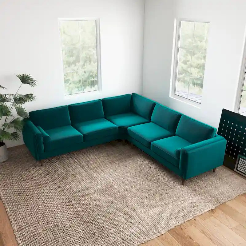 Symmetrisches Ecksofa im Mid-Century-Modern-Stil mit Kissenlehne