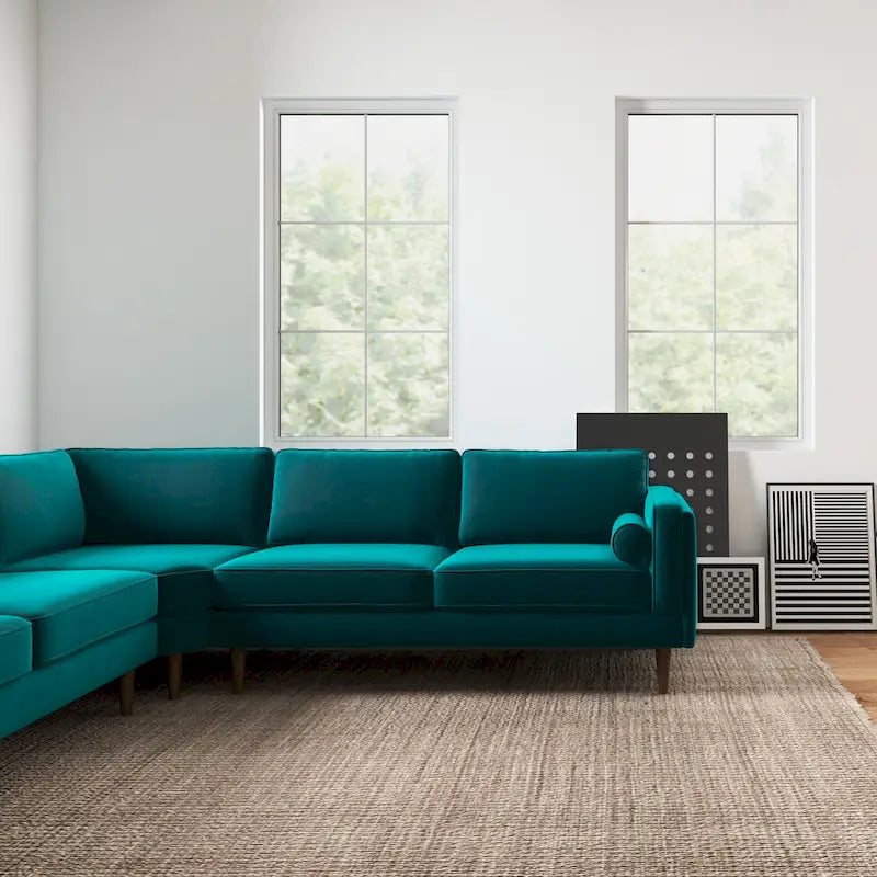 Symmetrisches Ecksofa im Mid-Century-Modern-Stil mit Kissenlehne