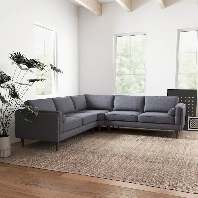 Symmetrisches Ecksofa im Mid-Century-Modern-Stil mit Kissenlehne