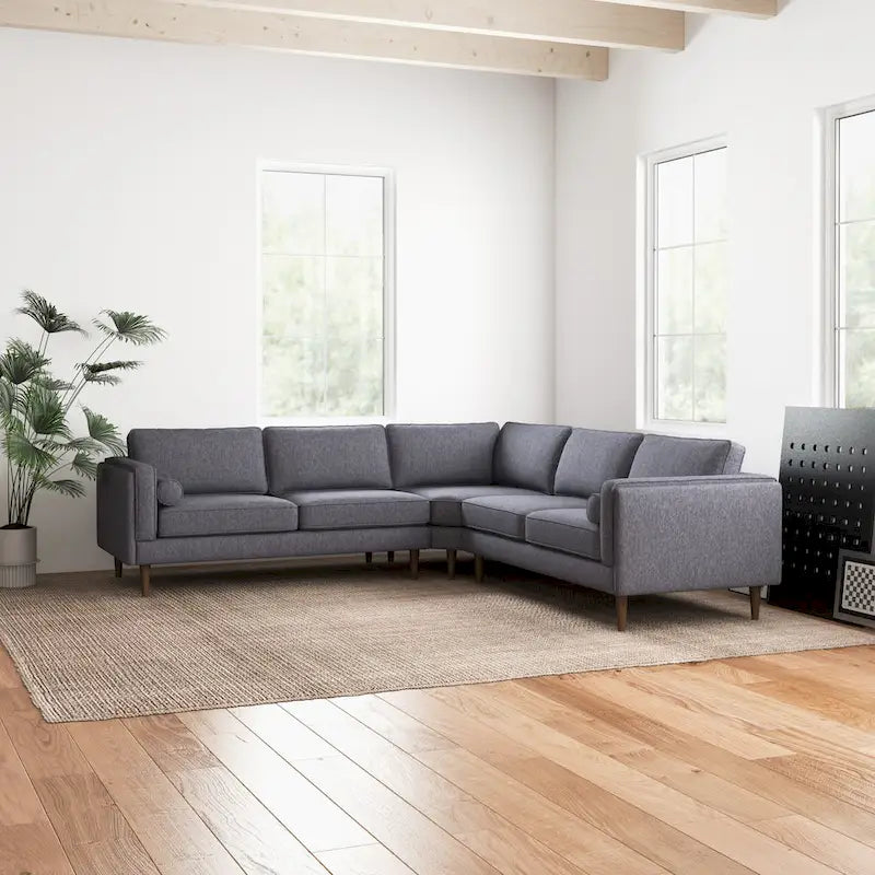 Symmetrisches Ecksofa im Mid-Century-Modern-Stil mit Kissenlehne