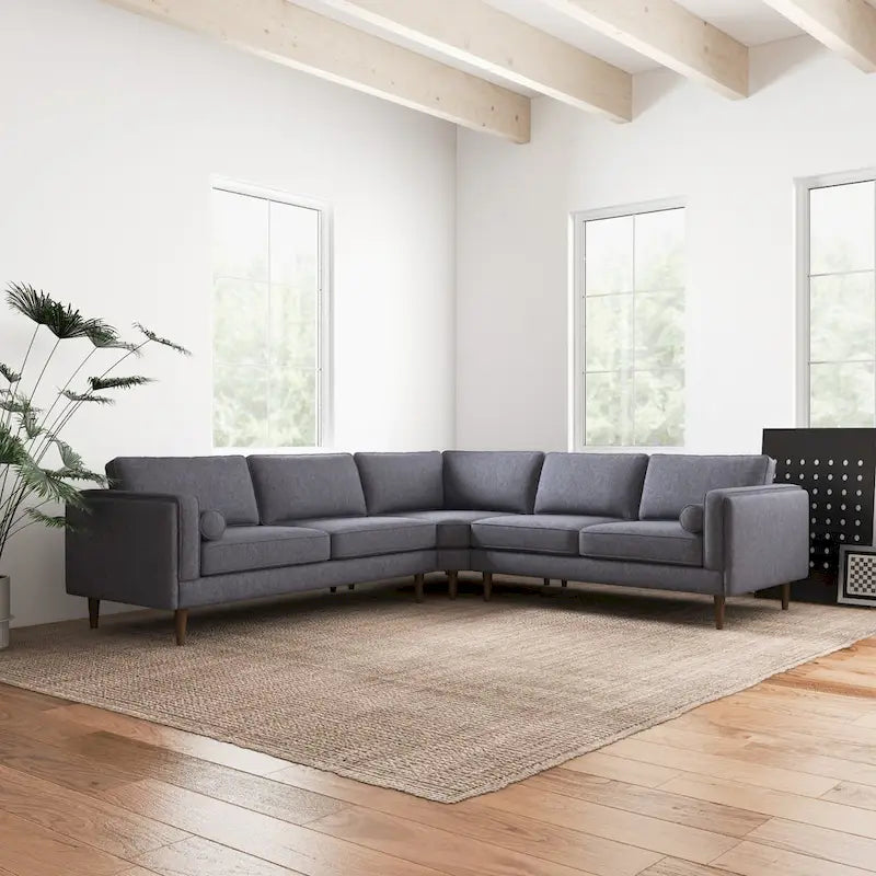 Symmetrisches Ecksofa im Mid-Century-Modern-Stil mit Kissenlehne