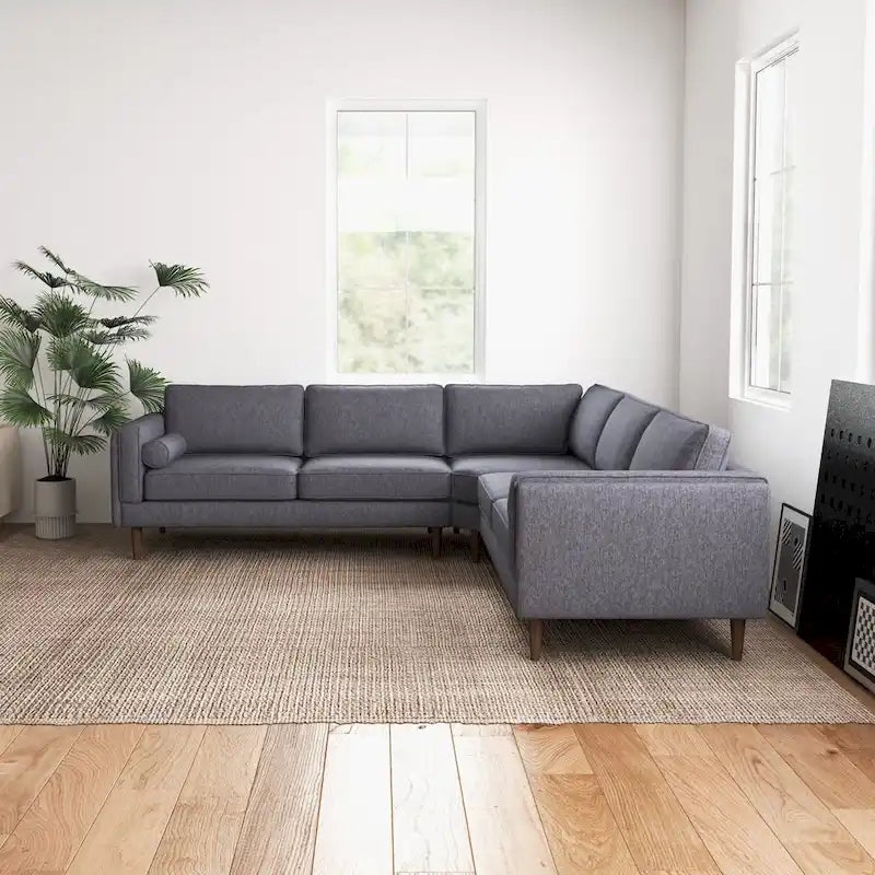 Symmetrisches Ecksofa im Mid-Century-Modern-Stil mit Kissenlehne