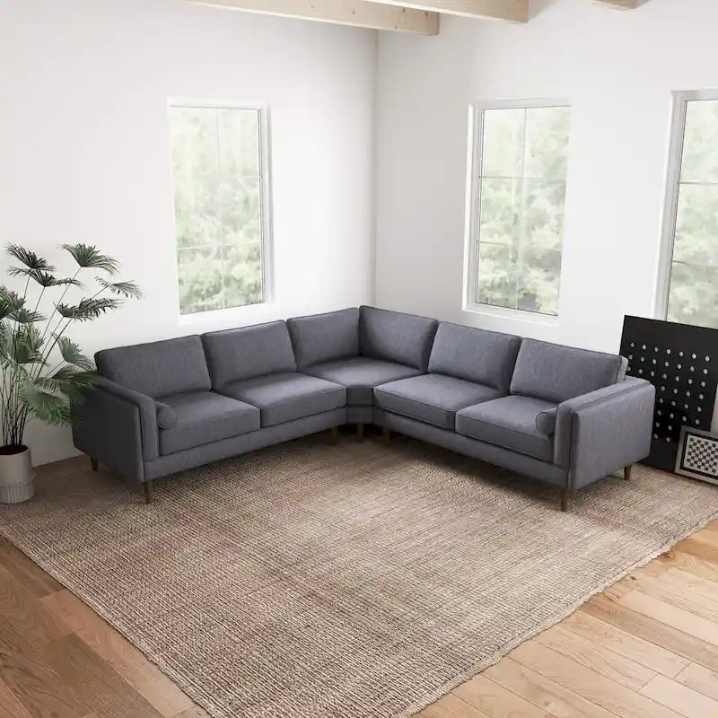 Symmetrisches Ecksofa im Mid-Century-Modern-Stil mit Kissenlehne
