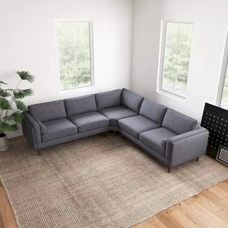 Symmetrisches Ecksofa im Mid-Century-Modern-Stil mit Kissenlehne