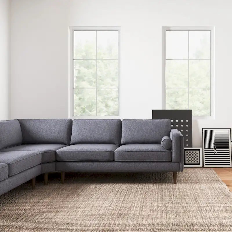 Symmetrisches Ecksofa im Mid-Century-Modern-Stil mit Kissenlehne