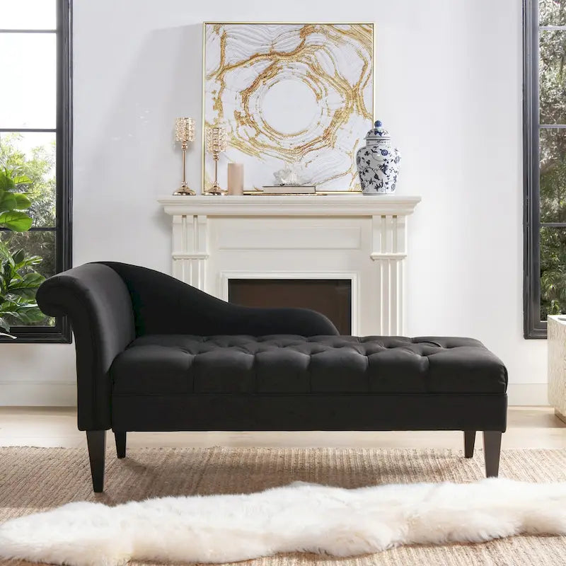 Harrison 64 Mid-Century Tufted Rolled-Arm Chaise Lounge