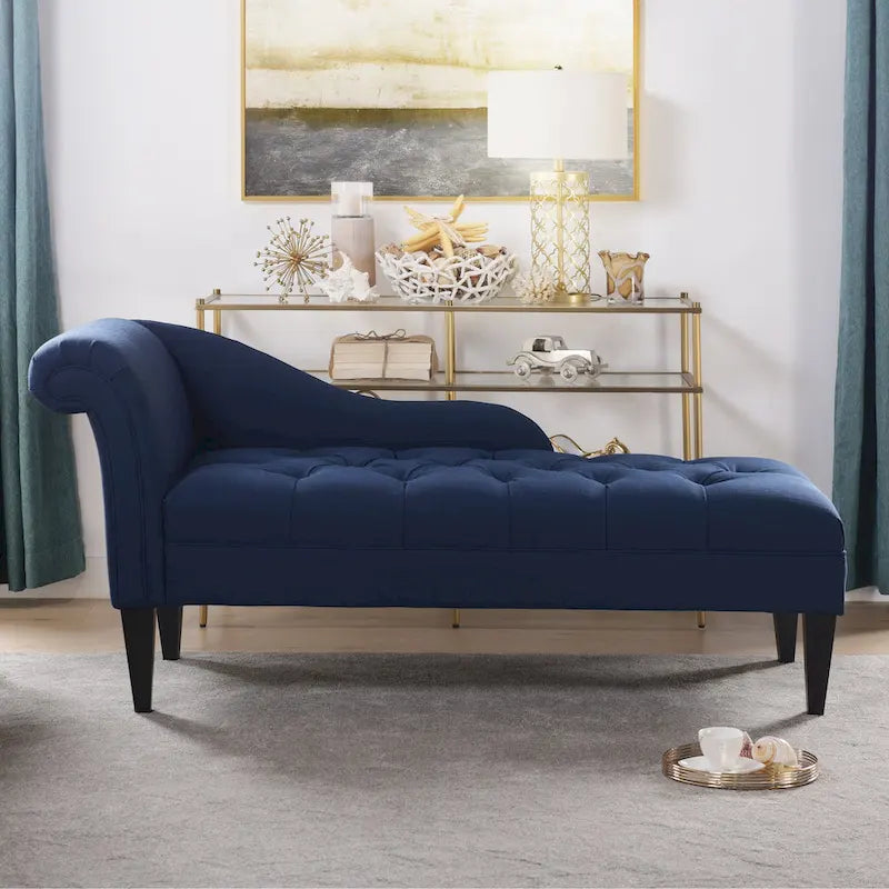 64-Inch chaise longue uit het midden van de eeuw met gecapitonneerde rugleuning en gerolde armleuningen