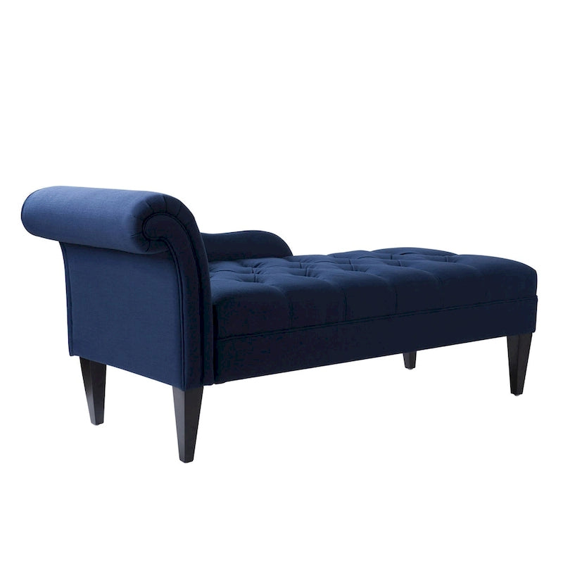 64-Inch-Chaiselongue im Mid-Century-Stil mit Knopfheftung und gerollten Armlehnen