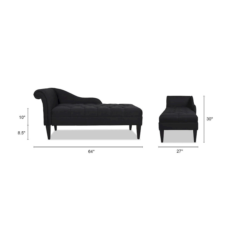 64-Inch-Chaiselongue im Mid-Century-Stil mit Knopfheftung und gerollten Armlehnen