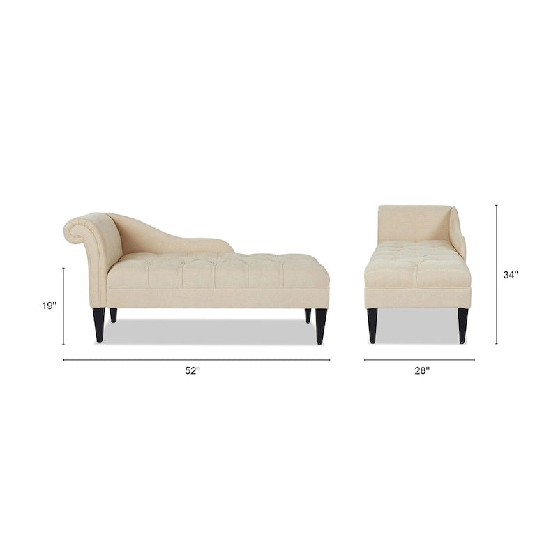 64-Inch-Chaiselongue im Mid-Century-Stil mit Knopfheftung und gerollten Armlehnen
