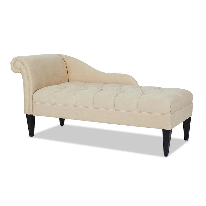 64-Inch-Chaiselongue im Mid-Century-Stil mit Knopfheftung und gerollten Armlehnen