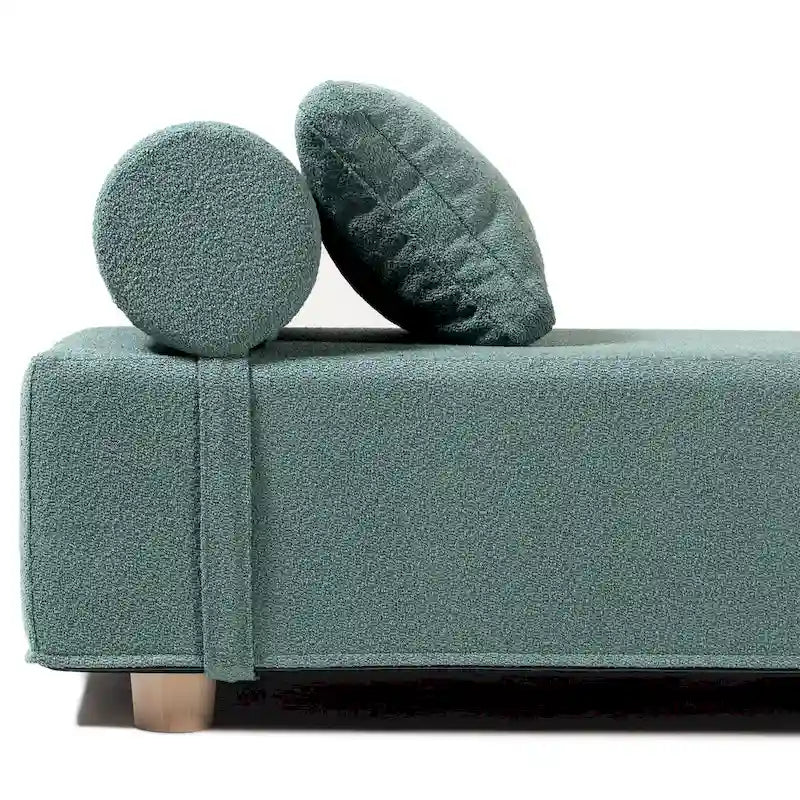 Bouclé-Chaiselongue mit Füßen aus Ahornholz