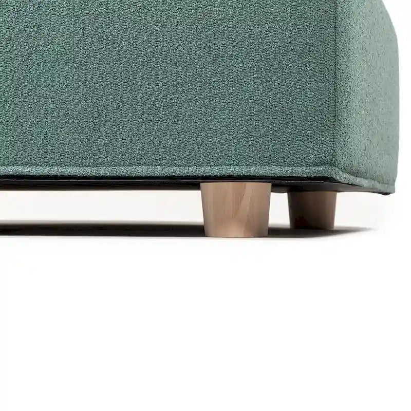 Bouclé-Chaiselongue mit Füßen aus Ahornholz