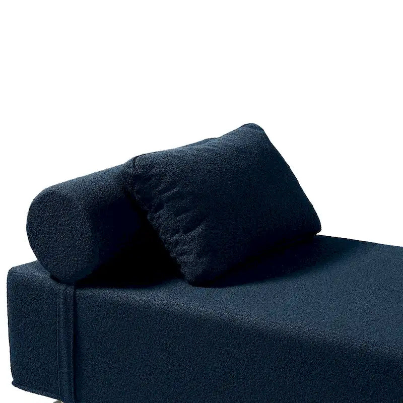 Bouclé-Chaiselongue mit Füßen aus Ahornholz